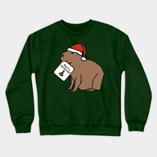 Cute Capybara says Merry Christmas Crewneck Sweatshirt